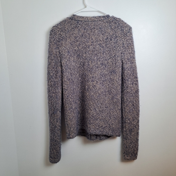 Ann Taylor Knit Grey Cream Merino Wool Alpaca Mohair Sweater Cardigan Size Small - Picture 3 of 8